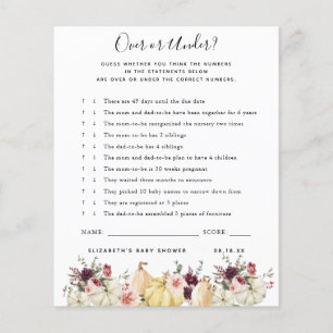 Papier Plus ou moins   Jeu Baby shower