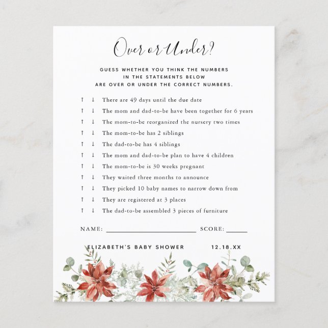 Papier Plus ou moins | Jeu Baby shower (Devant)