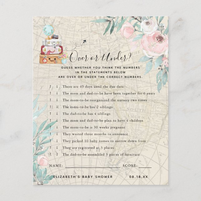 Papier Plus ou moins | Jeu Baby shower (Devant)