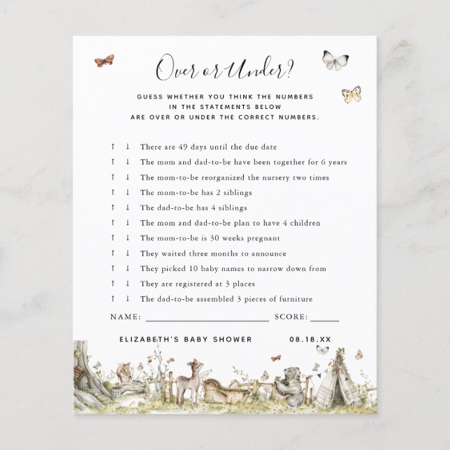 Papier Plus ou Moins | Jeu de Baby Shower (Devant)