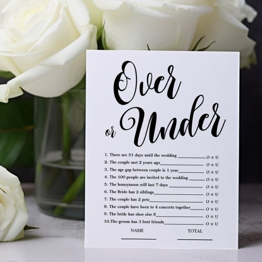 Papier Plus ou Moins Jeu de Baby Shower Mariée Simple