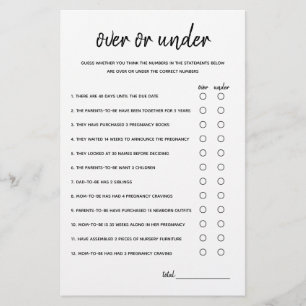 Papier Plus ou moins minimaliste jeu de Baby shower