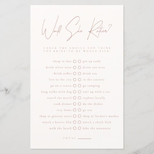 Papier Plutôt Blush rose Fête des mariées Jeu (Devant)