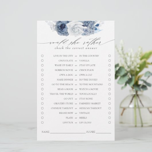 Papier Plutôt Dusty Blue Fête des mariées Jeu (Debout devant)