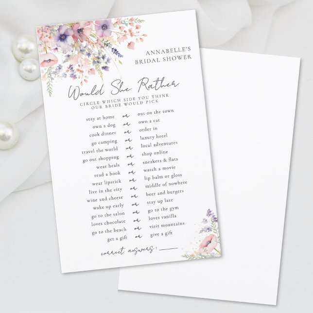 Papier Plutôt Fleur sauvage Fête des mariées (Would Rather Wildflower Bridal Shower)