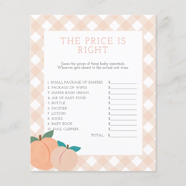 Papier Poche douce | Devinez le jeu de douche de prix (Devant)