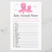 Papier Poctopus rose Bébé Animaux Nom Jeu (Devant)
