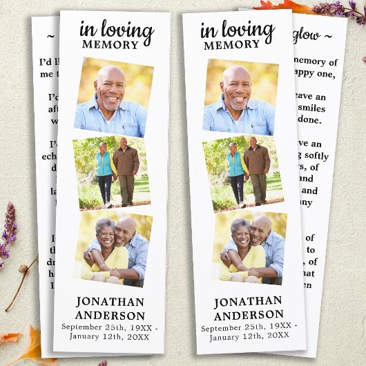 Papier Poème commémoratif 3 Photo Prière funéraire 2 Sign