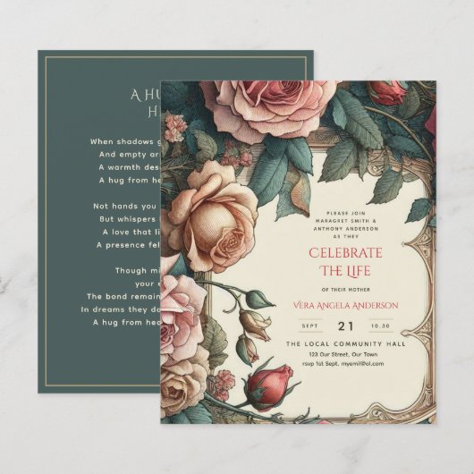 Papier Poème commémoratif de la fête de la vie des Roses  (Devant / Derrière)