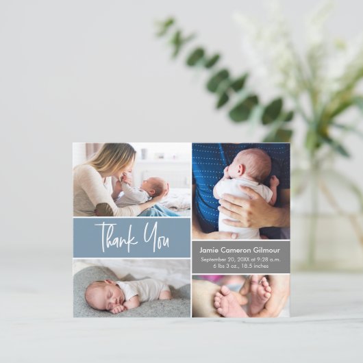 Papier Poignée bleu moderne Script multiples Photos (Debout devant)