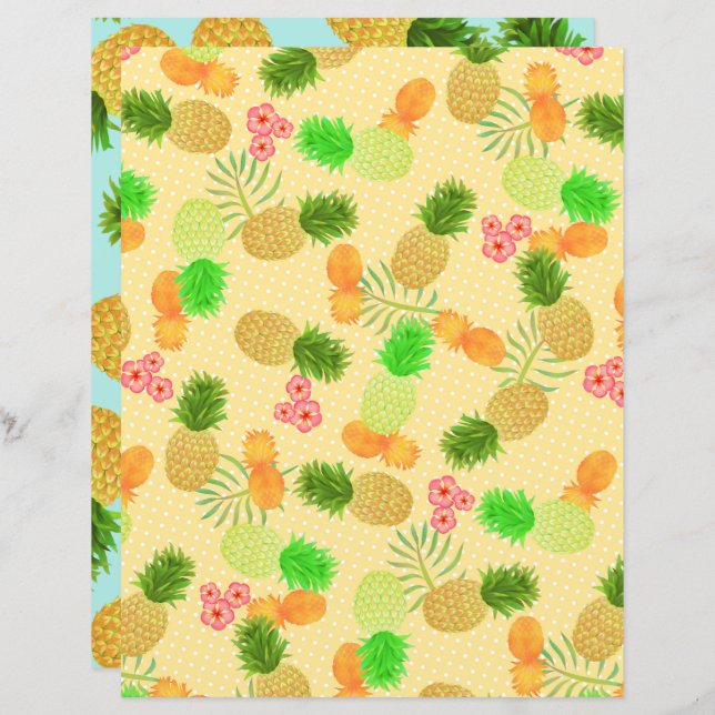 Papier Pointe de Polka jaune ananas (Devant / Derrière)