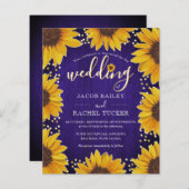 Papier Points d'or tournesol Faire-part de mariage en boi (Devant / Derrière)