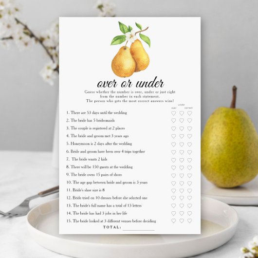 Papier Poire d'aquarelle Douche nuptiale sur ou sous le j