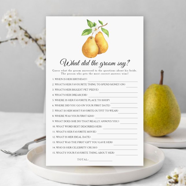 Papier Poires Douche nuptiale Qu'a dit le marié (Créateur téléchargé)