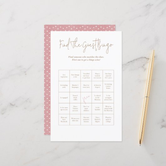 Papier Pois Baby Bear Guest Bingo Baby shower Jeu (Devant/Arrière en situation)