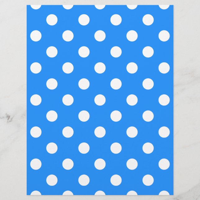 Papier Pois - Blanc sur Dodger Blue (Devant)