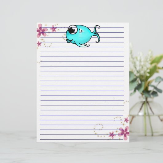 Papier Poisson bleu en-tête (Debout devant)
