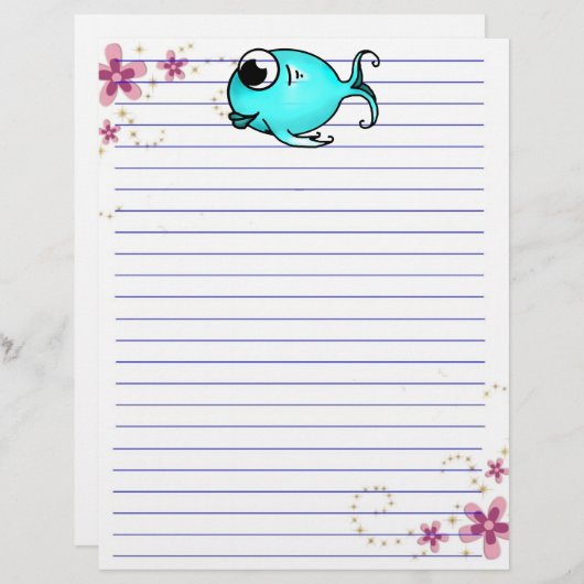 Papier Poisson bleu en-tête (Devant / Derrière)