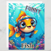 Papier Poisson drôle | Belle caricature de l'art de la pé (Devant / Derrière)