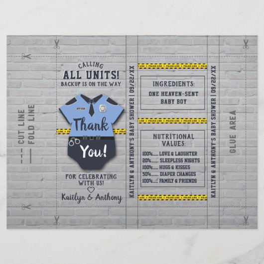 Papier Police Officier Baby shower do-it-yourself Candy B (Devant)