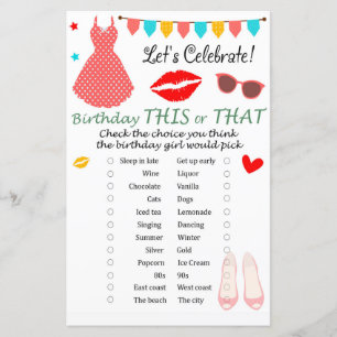 Papier Polka dot robe Anniversaire Ce ou Ce Jeu