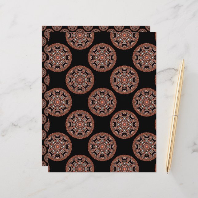 Papier Polka Dot Safari Sunset Bohemian Star Fall Mandala (Devant/Arrière en situation)