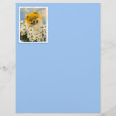 Papier Poméranien dans Daisies Peinture - Art Chien origi (Devant)