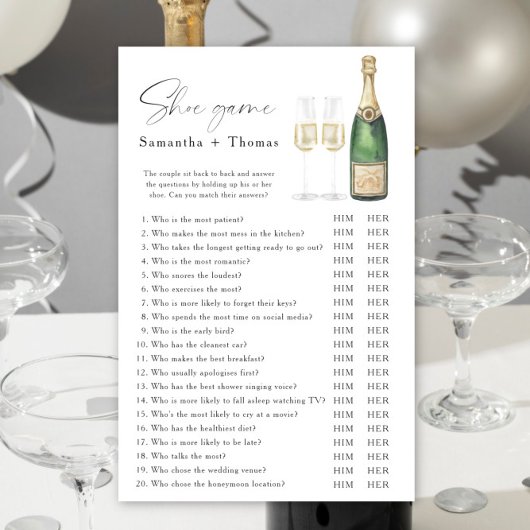 Papier Pomme de douche nuptiale Champagne Jeu de chaussur