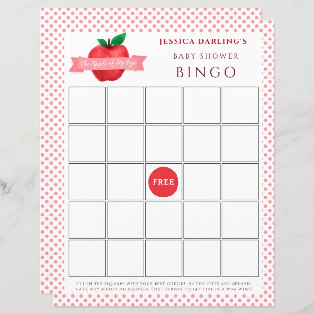 Papier Pomme de mon oeil tomber | baby shower à thème été (Devant / Derrière)