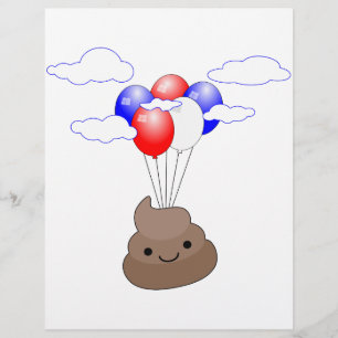 Papier Poo Emoji Voler Avec Ballons