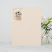 Papier Poodle Miniature Toy Apricot Crème Chien Brown Art (Debout devant)