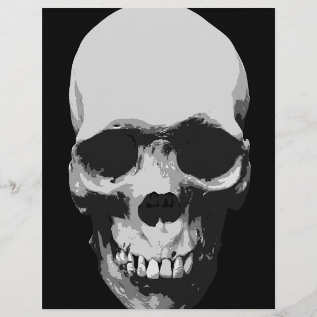 Papier Pop Art noir et blanc crâne (Devant)