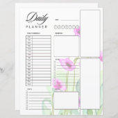 Papier Pop d'aquarelle rose planificateur quotidien (Devant / Derrière)