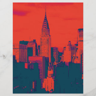 Papier Pop Style Rouge Retro Art New York City