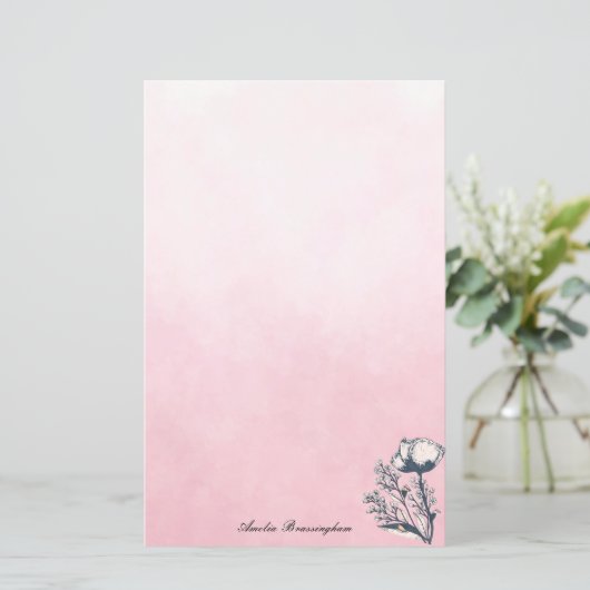 Papier Poppies d'art encé sur Pink Ombre (Debout devant)