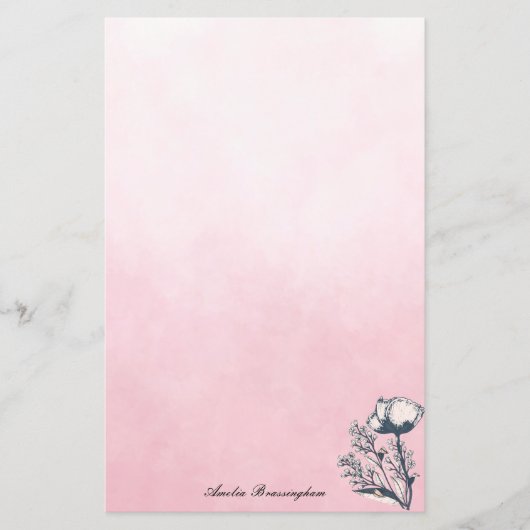 Papier Poppies d'art encé sur Pink Ombre (Devant)