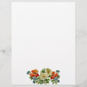 Papier Poppy et Cornflowers Vintage Floral Art