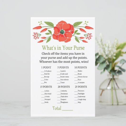 Papier Poppy Qu'y a-t-il dans votre sac à main (Debout devant)
