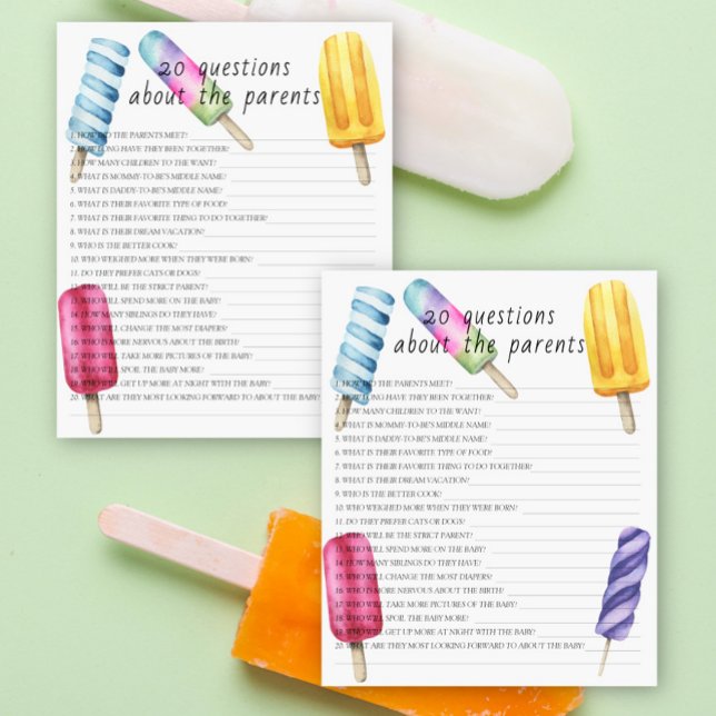 Papier Popsicle - 20 questions sur les Parents (Créateur téléchargé)