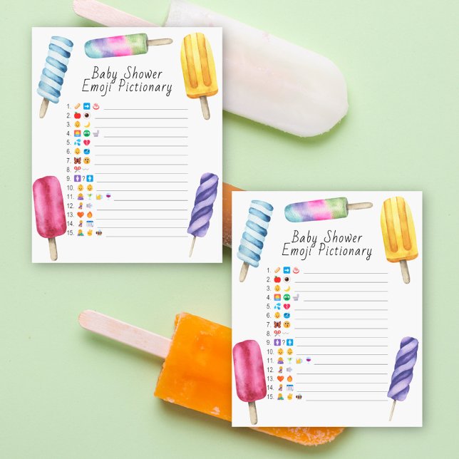 Papier Popsicle baby shower émoticônes jeu pictionnaire (Créateur téléchargé)
