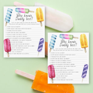 Papier Popsicle baby shower Qui connaît papa meilleur jeu