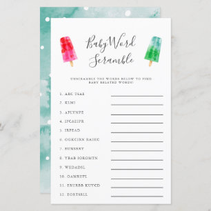 Papier Popsicle Baby Word Scramble Jeu