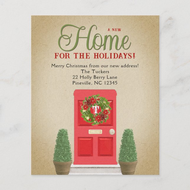 Papier Porte rouge Topiaries Noël Déménagement (Devant)