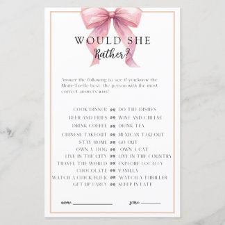Papier Posh Coquette Bow Baby shower Jeu