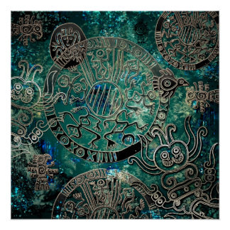 Papier Poster Aztec blues (Semi-Gloss)