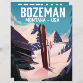 Papier poster de ski Bozeman Montana (Devant / Derrière)