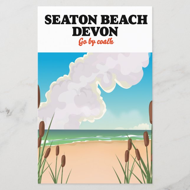 Papier poster de voyage Seaton Beach Dorset toile Imprime (Devant)
