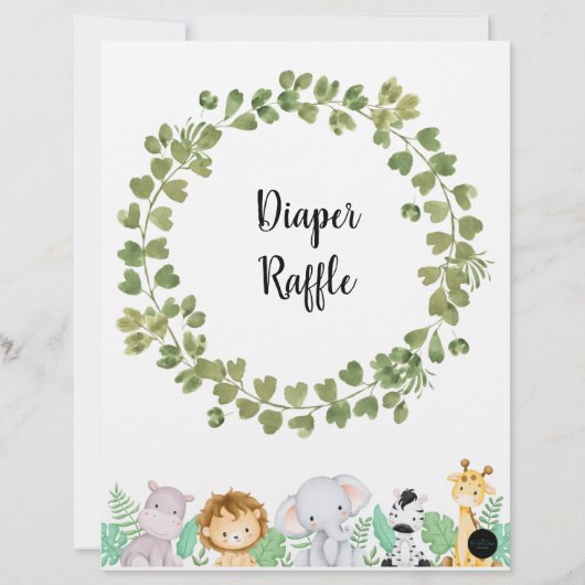 Papier Poster Safari Diaper Raffle (Dos)
