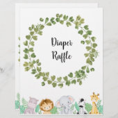 Papier Poster Safari Diaper Raffle (Devant / Derrière)
