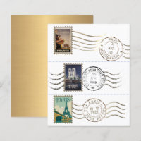 Poster Vintage voyage Timbres et Postage Français